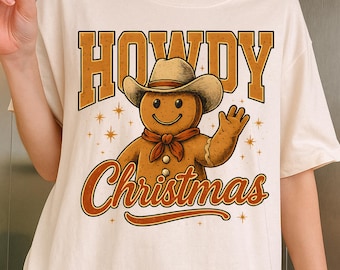 Howdy Christmas PNG, Cowboy Gingerbread Man, Western Holiday (Digital Download)