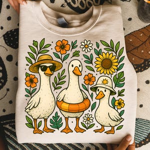 Summer Goose PNG, Hello Summer Png, Floral Goose Clipart, Summer Vibes Png, Goose Lover Png, Beach Vibes Png, Vacation Png, Animal Lover Png