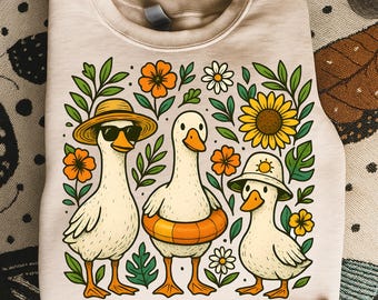 Blumen Sommer Gans PNG, Strand Urlaub Clipart (digitaler Download)