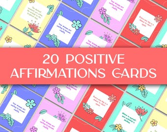 Tarjetas de afirmaciones positivas, inspiración diaria (PDF imprimible y PNG)
