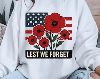 Remembrance Day Poppy PNG, Patriotic USA Flag Clipart (Digital Download)