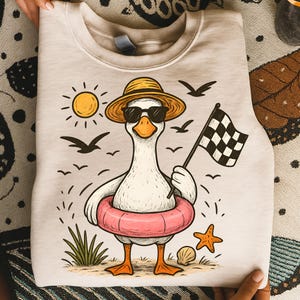 Racing Goose Summer PNG, Hello Summer Png, Summer Vibes Png, Funny Beach Goose Clipart, Vintage Summer Art, Vacation Png, Animal Lover Png