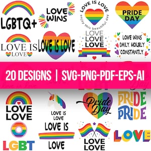Paquete SVG del Orgullo Gay, SVG del Orgullo, El amor es amor, SVG de Corazón Arcoíris, SVG Arcoíris del Orgullo, Todo por Amor, SVG, PNG, SVG Gay, SVG LGBT, SVG de Amor
