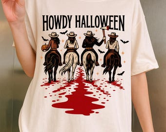 Howdy Halloween Cowgirl PNG, Western Horror Clipart (Digital Download)