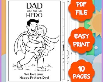 Father's Day Superhero Coloring Book, Dad and Child Story (PDF)