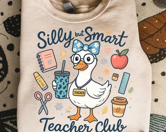 Silly Teacher Duck PNG, Back to School Graphic (Digital Download)