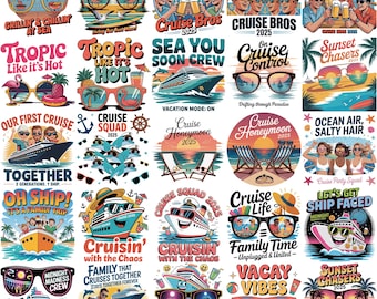 Retro Cruise 2025 PNG Bundle, Family Trip Designs (Digital Download)