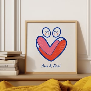 Personalized Couple Unity Heart, Custom Names Print, Minimalist Romantic Wall Art, Wedding Anniversary Gift