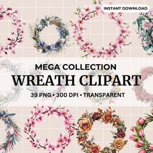Foliage Wreath Clipart Greenery PNG Botanical illustration Leaves Watercolor Ivy Eucalyptus Ferns sublimation Green Wreaths Wedding Graphics