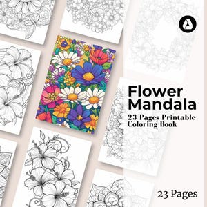Coloring Book Flower Mandala Coloring Pages Digital Mandala Coloring Sheets Adult Coloring Therapy Pages