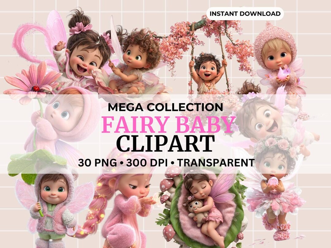 Baby Shower Fairy Party Clipart Cute Fairy Birthday Party Clipart ...