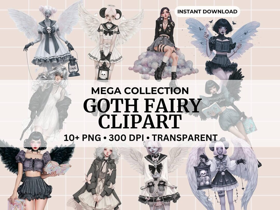 Pastel Cute Goth Fairy Kawaii PNG Halloween Pastel Goth Fairy Clipart