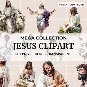 Personagens da Bíblia do Novo Testamento Clipart Personagens Bíblicos Clipart Bundle PNG Aquarela Páscoa Jesus Milagres e Parábolas
