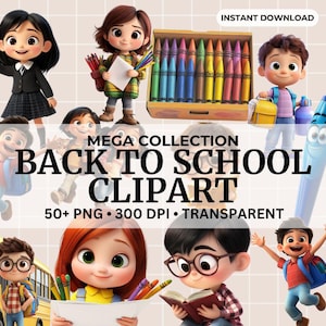 De volta às aulas PNG para impressão em pastel Material escolar Clipart Kawaii Clipart escolar Papelaria escolar Sala de aula PNG Uso comercial