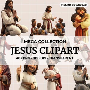Personagens da Bíblia do Novo Testamento Clipart Personagens Bíblicos de Desenhos Animados Clipart Bundle PNG Aquarela Páscoa Jesus Milagres