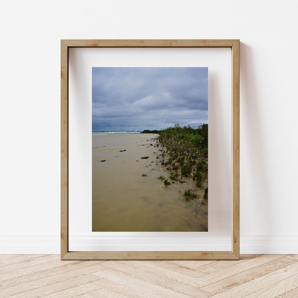 WATER'S EDGE NO. 2 | instant download, printable wall art, michigan photography, modern landscape, nature, stormy, lake, ocean, beach, sea