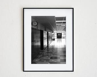 SCHOOL'S OUT | instant download, printable wall decor, minimalist, black and white, architecture, modern photography, surreal art, abandoned