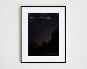 SEE THE STARS | instant download, Ralph Waldo Emerson quote, inspiration print, printable wall art, astronomy, stars, night sky, universe