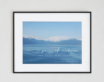 NATURE'S PACE | instant download, ralph waldo emerson quote, inspiration print, photo, wall art, winter, mountain, nature, landscape, modern