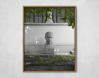 BIG HEAD No. 1  |  instant download, printable wall art, modern photography, statue, sculpture, garden, minimal, simple, black & white