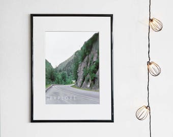 EXPLORE | instant download, inspiration print, printable wall art, travel, wanderlust, minimalist, adventure, mountains, landscape, nature