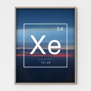 printable wall art | XENON | instant download, periodic table print, science decor, modern table of elements, abstract photo, geek nerd gift