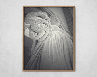 UNMASKED | instant download, printable wall art, modern decor, classical art, sculpture, greek myth, statue, black and white, dramatic