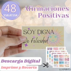 Positieve bevestigingen voor imprimir, Amor propio y Manifestar, Vision Board-manifestatiekaarten voor zelfgroei, Spaanse bevestigingskaarten