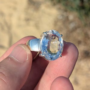 Ring Alcyone in Sterling Silver 925 and Rock Crystal – Clarity and Pure Energy – Size 55 – Unique Model