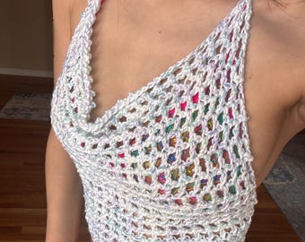 Mesh Crochet Swimsuit Cover Up Top Pattern | PDF Digital Download | Beginner-Friendly Halter Top Pattern | Adjustable Handmade Beachwear