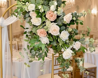 Blush & Ivory Rose Floral Arch | Handmade Wedding Ceremony Decor
