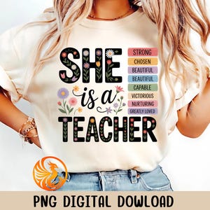 Floral Teacher PNG, Christian Bible Verse Teacher Sublimation Design, Preppy Teacher Png, Teach Love Inspire Png, Christian Teacher Png