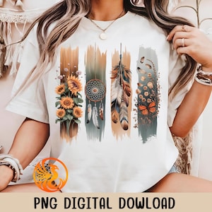Boho Wildflowers PNG Design, Boho Feathers Flowers PNG Files, Dreamcatcher Sublimation PNG, Butterfly Floral Shirt Png, Tshirt Digital png