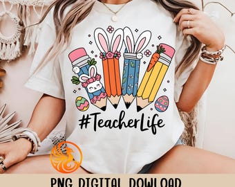 Easter Teacher Pencil Png, Teacher Easter png, Easter Bunny Png, Teacher life Png, Teacher bunny png, Happy Easter Png, School Teacher Png