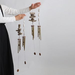 Handmade Driftwood or Pumice Wind Chime – Natural Materials, Aluminum Bell, Unique Sound, Soothing Garden Decor,Furin,Handmade Wind Chimes