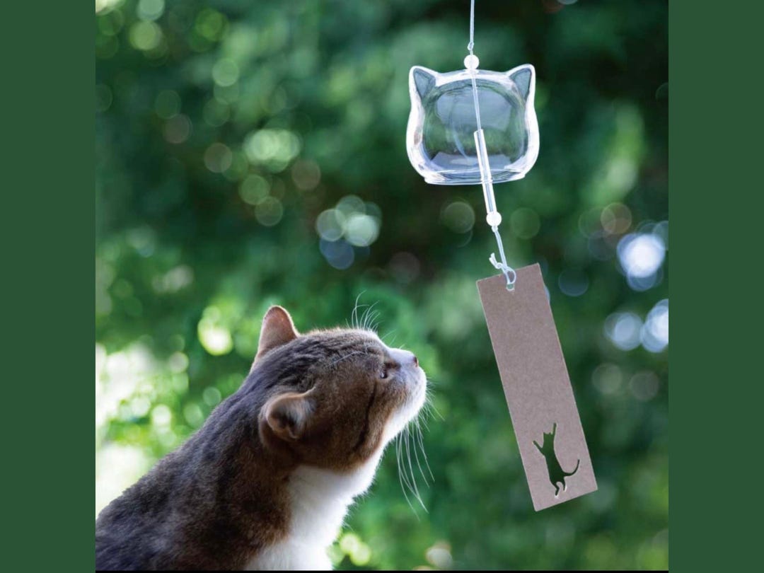 Glass Cat Wind Chime – Adorable Parent & Child Design | Mother's