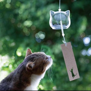 Glass Cat Wind Chime – Adorable Parent & Child Design | Mother’s Day Gift | Handmade Japanese Furin | Limited Edition Poppen Glass Wind Bell