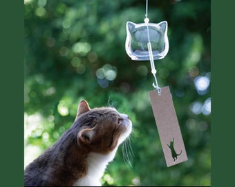 Glass Cat Wind Chime – Adorable Parent & Child Design | Mother's