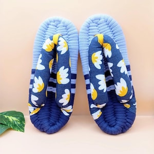 Japanese Handmade Kawaii Nanohana Cloth Zōri Sandals – Handmade Indoor Slippers | Comfortable, Washable, Japanese-Style | Gift for Her