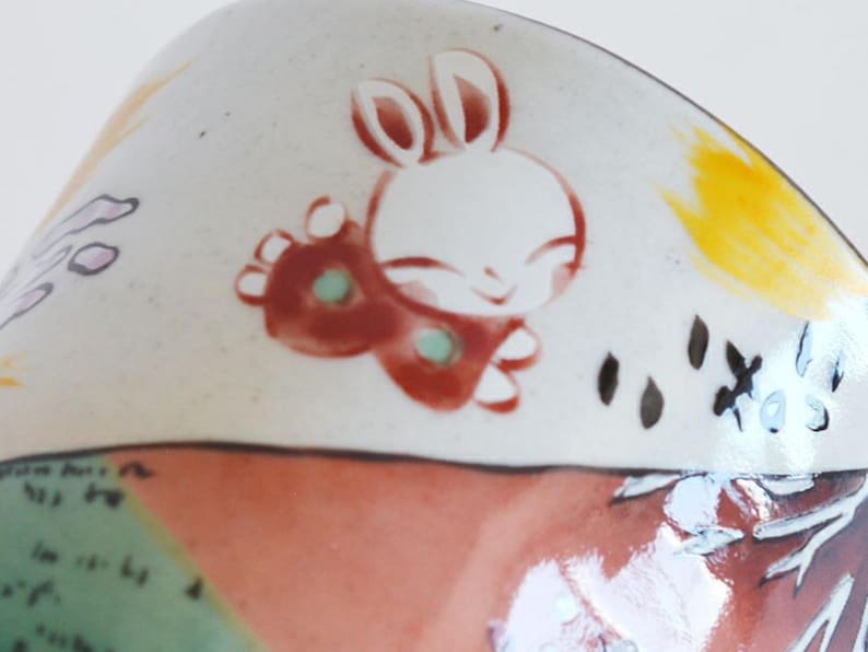 Japanese Traditional Elegant Red Fuji Mino Ware Cup With Rabbit Design ...