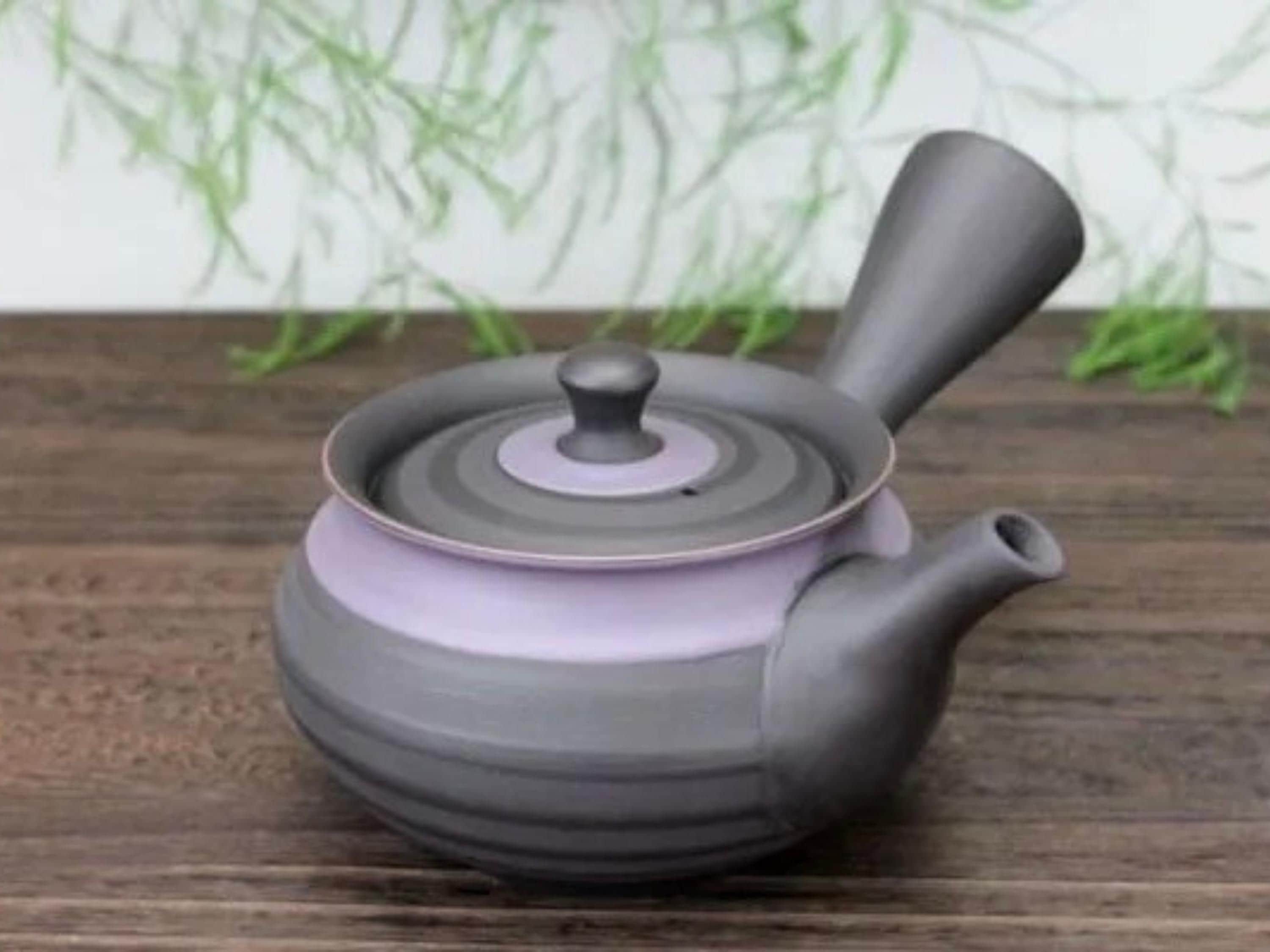 Kyusu Tokoname Black KilnFired Teapot with Belt Strainer | Handmade Japanese Kyusu | Oxidation and Reduction Fired Ceramic Teapot | 320cc