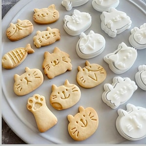 Cortadores de galletas japoneses hechos a mano, 2 piezas, Cortador de galletas con diseño de gato, Cortador de galletas con diseño adorable, Cortadores de galletas de gato, Cortadores de galletas kawaii