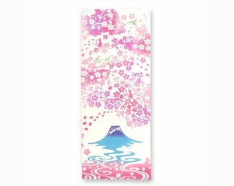 Asciugamano giapponese Fujimi Sakura tinto Chusen - Tenugui in cotone giapponese di Kenema, asciugamano Sakura, regalo giapponese unico, pezzo decorativo