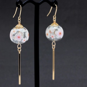 Japanese Cherry Blossom  Handmade WindChime Earrings,Furin Earrings,Wind bell Earrings,pink Sakura earrings,Japanese Gift,Sakura earrings