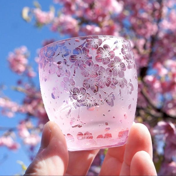 Japanese Handmade Cherry Blossom Cat Sake Cup – Handmade Soap Glass, Elegant Japanese Craft for Cat Lovers, Sakura 2025 Edition,Sakura