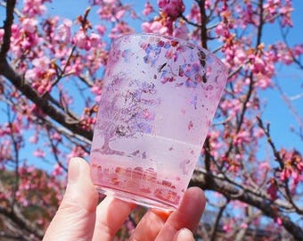 Cat Day 2025 Cherry Blossom Glass | Handmade Soap Glass Cup | Sakura & Cats Art Glass | Japanese Winter Drinkware Gift,Japanese Gift