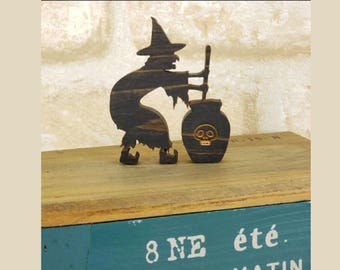 Heks decor, houten heks object Halloween, spookachtige herfstdecoratie, halloween heks pop, keuken heks decor, halloween heks, Japanse heks