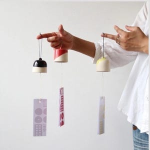Handmade Ceramic Wind Chime, Soft Sound,Summer Chime & Doorbell,Japanese furin,Ceramic Wind Chimes,Kawaii Wind Chimes,Japanese Gift,doorbell