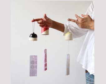 Handmade Ceramic Wind Chime, Soft Sound,Summer Chime & Doorbell,Japanese furin,Ceramic Wind Chimes,Kawaii Wind Chimes,Japanese Gift,doorbell