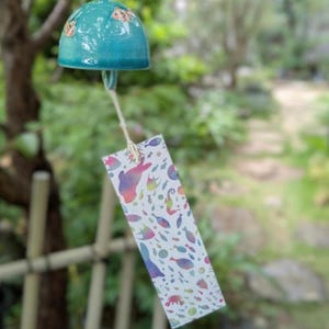 Japanese Handmade Ceramic Fish Wind Chime,Japanese Handmade  Wind Chime – Tropical Ocean Design | Soothing Summer Doorbell or Garden Decor